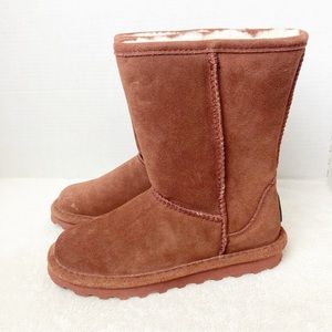 BEARPAW SHERPA LINED SUEDE BOOTS SIZE 6 WOMENS BROWN TALL
